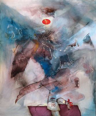 Gerd Ditz, geb. 1941 Landau, Vogeltag, Öl/Lwd, rechts unten signiert, 1985, ca. 90x75 cm, Rahmen