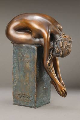 Bruno Bruni, geb. 1935 Gradara, La Spina, Bronzeskulptur, signiert und nummeriert 234/640, H. gesamt ca. 30 cm