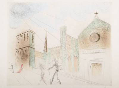 Salvador Dali, 1904-1989, Notre-Dame de Paris, Kaltnadelradierung mit Aquatinta, signiert und nummeriert LV/C, 1969, WVZ Michler/Löpsinger Nr. 341b, ...