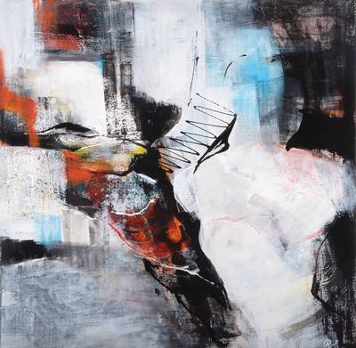 Zeitgenössische Künstlerin, Tryptichon, Acryl/ Mischtechnik auf Lwd, 3-teilig, jeweils monogr. R.S., je 60x60 cm