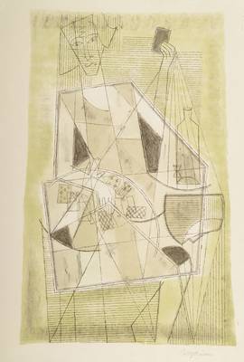 Rolf Müller-Landau, 1903-1956, Die Kartenlegerin, Lithographie, handsigniert, Ed. Hauspresse der Arbeitsgemeinschaft Pfälzer Künstler, ca. ...