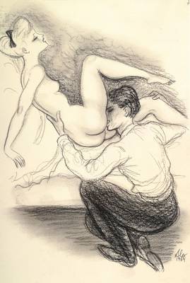Alexander Székely, 1901-1940, "La Dolce Vita", Original-Kreidezeichnung aus: 15 Kreidezeichnungen, rechts unten signiert und datiert 1964, ...