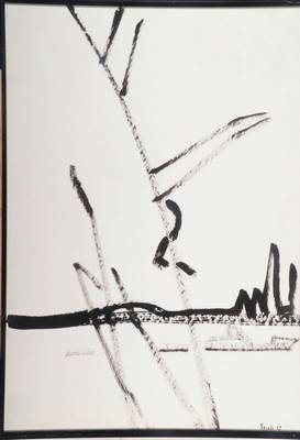 Siegward Sprotte, 1913-2004, Tuschezeichnung, rechts unten signiert und datiert 83, mit stark verblasster Widmung am unteren Rand, ca. 72x50,5 cm, ...