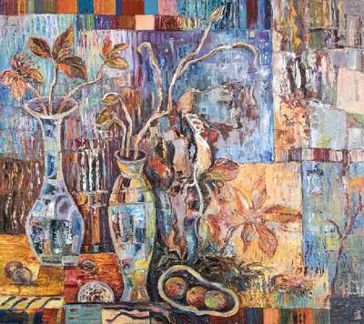 Elena Mokina, geb. 1960 Sotschi, Erinnerung an den Herbst, Öl/Holz, links unten sign., dat. 1997, rückseitig betitelt, ca. 90x80 cm