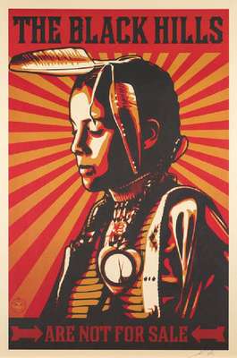 Shepard Fairey, geb. 1970, The Black Hills, Farbsiebdruck, sign., Blattgr. 90x60 cm, unter Glas gerahmt