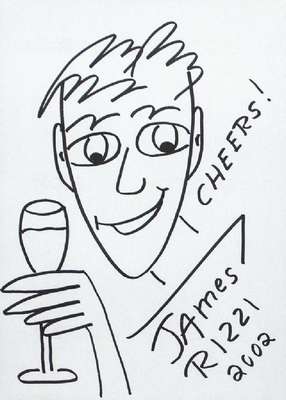 James Rizzi, 1950-2011, Cheers!, Filzstiftzeichnung, sign. u. dat. 2002, Blattgr. 30x21 cm, unter Glas gerahmt