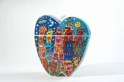 James Rizzi, 1950-2011, Big Apple, Porzellanskulptur, Rosenthal, num. 195/500, Dosenobjekt, 22,5x20 cm