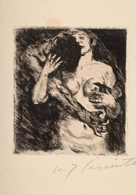Lovis Corinth, 1858 Tapiau-1925 Zandvoort, Umarmung, Radierung von 1915, rechts unten handsigniert, 18x16cm, bedeutender deutscher Impressionist, ab ...