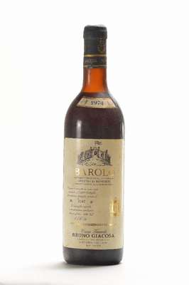 1 Flasche 1974 Bruno Giacosa Barolo, Füllstand: ca. top shoulder, ca. 75 cl, unverkostet, selten im Angebot, Kapsel l. oxidiert, Etikett l. ...