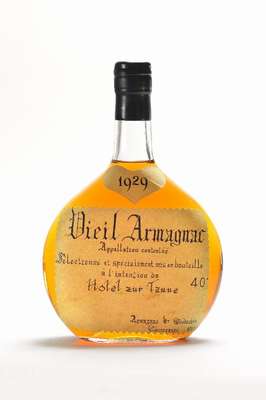 1 Flasche 1929 Vieil Armagnac, Appelation controlee, ca. 70 cl, 40 % Vol., Abstand zwischen Kapsel und Armagnac: ca. 3 cm, sehr guter ...