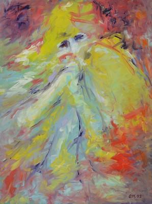 Otto Herter, 1924 Pjatigorsk/Kaukasus - 2000 Achern, Abstrakte Komposition, Öl/Lwd, rechts unten signiert und datiert 92, ca. 80x60 cm, Rahmen