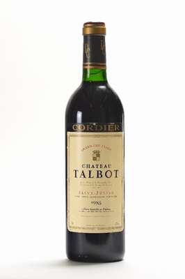 4 Flaschen 1985 Chateau Talbot, Saint-Julien, Grand Cru Classe, je ca. 75 cl, 12,5 % Vol.,unverkostet, Füllstände: je ca. top shoulder, Wine ...