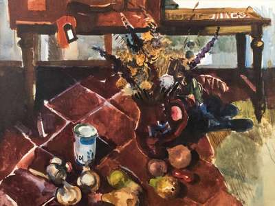 Bruno Müller-Linow, 1909-1997, Aquarell, Stillleben-Arrangement, rechts oben signiert, wohl 1980, PP, ca. 75x58cm, unter Glas gerahmt