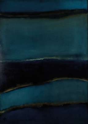Gaston Galé, zeitgenössischer Belgischer Künstler, Abstrakte Komposition in Blautönen, Acryl/Lwd, links unten signiert, 140x100 cm, Leiste