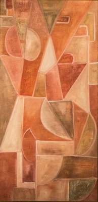 Lucien Sotto, Zeitgenössischer Belgischer Künstler, Komposition in Beige, Acryl/Karton, links unten signiert, ca. 120x60 cm, Rahmen
