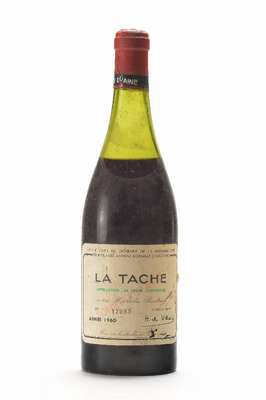 1 Flasche 1960 La Tache Domaine de la Romanee Conti, Cote D'Or, ca. 75 cl, Abstand zwischen Kapsel und Wein: ca. 5,9 cm, unverkostet, Etikett ...