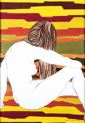 Eugenuisz Zygfryd Olszewski, 1924-2011, Rückenakt, Studie, Tempera auf Leinwand, signiert und datiert, ca. 70x101 cm, unter Glas gerahmt