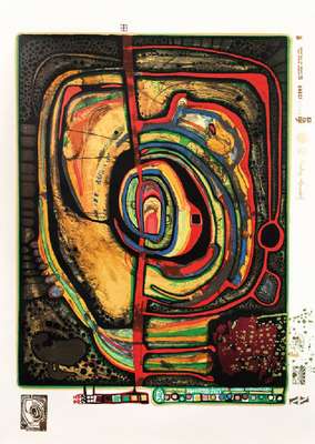 Friedensreich Hundertwasser, 1928-2000, Die fünfte Augenwaage, Blatt 1 der Regentagmappe, Farbserigraphie mit Metallfolienprägung, drucksign. u. ...