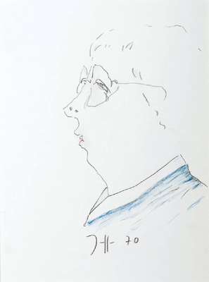 Horst Janssen, 1929-1995, Selbstporträt, Bunt- und Bleistiftzeichnung auf Papier, monogrammiert und datiert 70, PP, Ausschnitt ca. 27x20 cm, unter ...