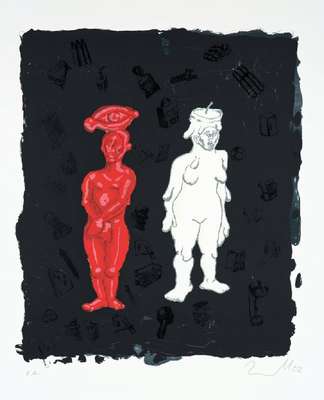 Jörg Immendorff, 1945-2007, Farbsiebdruck auf Bütten, aus: The Nose, 2002, sign. u. num. e.a., Auflage 100, Blattgr. 80x60 cm