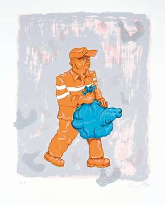 Jörg Immendorff, 1945-2007, Farbsiebdruck auf Bütten, aus: The Nose, 2002, sign. u. num. e.a., Auflage 100, Blattgr. 80x60 cm