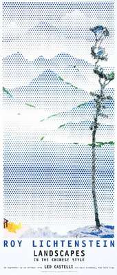 Roy Lichtenstein, 1923-1997, Landscapes in the Chinese Style, Farboffset, Plakat, Castelli New York, 1996, signiert, Blattgr. ca. 124,5x53,5 cm