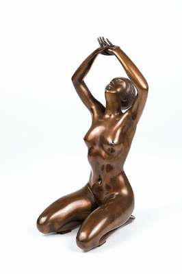Arno Breker, 1900-1991, Verliebtes Mädchen, Bronzeskulptur, signiert und nummeriert 56/300, mit signiertem Zertifikat, ca. 30x11x15 cm