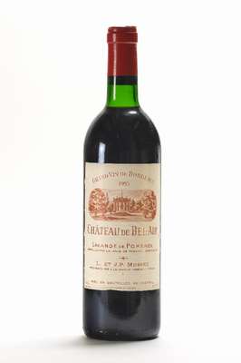 4 Flaschen 1985 Chateau de Bel-Air, Lalandede Pomerol, je ca. 75 cl, 12,5 % Vol., Füllstände: je ca. top shoulder, unverkostet, sehr guter ...
