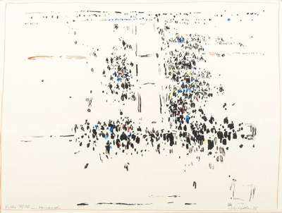 Oskar Koller, 1925-2004, Lithographie, aquarelliert, Fußgängerzone in Tokio, sign. u. num. 16/40, dat. 73, PP, 30x40 cm, unter Glas gerahmt