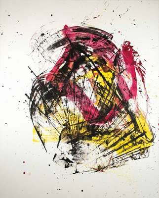 Kurt Rudolf H. Sonderborg, 1923-2008, Komposition in Rot, Gelb, Schwarz, Acryl/Lwd, rechts unten signiert, ca. 149x120 cm