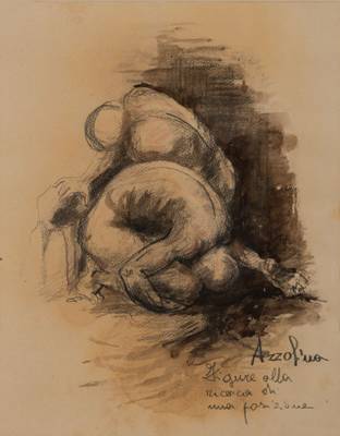 Azzofino, Konvolut aus zwei Aktzeichnung, Gouache/Bleistift/Aquarell, je signiert, betitelt, PP, ca. 31,5x24,5 cm, Galerierahmen
