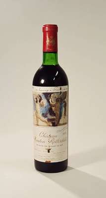 1 Flasche 1973 Chateau Mouton Rothschild, Pauillac, Premier Cru Classe, Künstleretikett:Pablo Picasso, Füllstand: ca. top shoulder, ca. 73 cl, ...