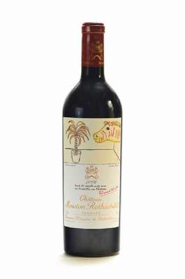 1 Flasche 2006 Chateau Mouton Rothschild , Pauillac, Premier Cru Classe, Künstleretikett:Lucian Freud, ca. 75 cl, ca. high fill, unverkostet, sehr ...