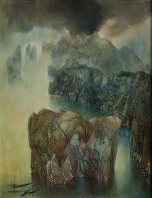 Volkert Emrath, geb. 1945, Irland, Öl/Hartfaser, 1985-87, verso signiert, mit Farbauflistung, ca. 31x39 cm, Rahmen
