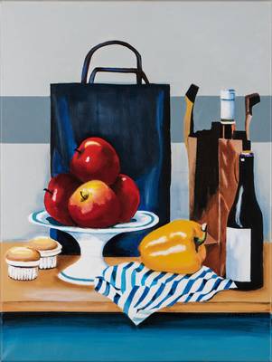 Silvia Sartelet, geb. 1947 Berlin, modernes Stillleben, Acryl/Lwd, signiert, ca. 80x60 cm