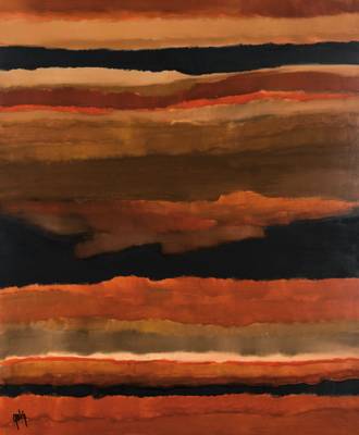 Gaston Galé, zeitgenössischer Belgischer Künstler, Abstrakte Komposition in Orangetönen, Acryl/Karton, links unten signiert, ca. 118x98 cm, Rahmen