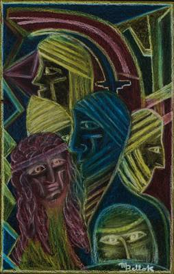 M. Bellok, zeitgenössischer Künstler, Abstrakte Komposition, Pastell/Karton, rechts unten signiert, Motiv ca. 55x35 cm, PP, unter Glas gerahmt