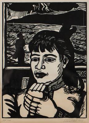 Erich Heckel, 1883-1970, Junge Frau, Holzschnitt, signiert und nummeriert 270/440, datiert 49, Motiv ca. 40x29 cm, PP, unter Glas gerahmt, unterer ...