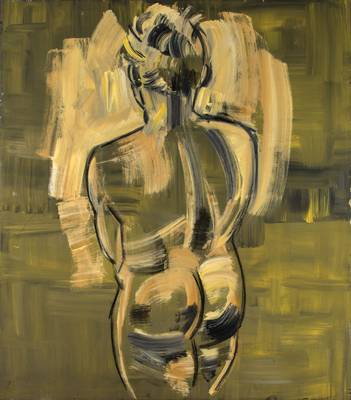Heiko Pippig, geb.1951, Schüler von Markus Lüpertz, hier: weibliche Aktdarstellung, Acryl/Lwd, ca. 165x145 cm, unsigniert