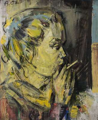 Heiko Pippig, geb. 1951, Schüler von Markus Lüpertz, hier: Charakterporträt Mädchen, Acryl/Lwd, ca. 85x70 cm, signiert links oben HP 07 kleiner ...