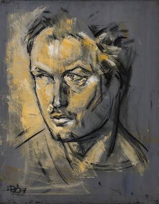 Heiko Pippig, geb. 1951, Schüler von Markus Lüpertz, hier: Charakterporträt Mann, Acryl/Lwd, monogrammiert links unten HP 07, 90x70 cm