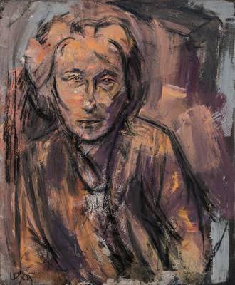 Heiko Pippig, geb. 1951, Schüler von Markus Lüpertz, hier: Charakterporträt ältere Frau, Acryl/Lwd, ca. 85x70 cm, monogrammiert links unten HP