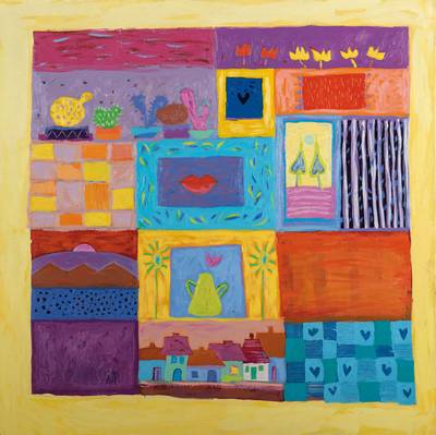 Izabela Markowska, geb. 1967 Polen, kleiner grüner Kaktus, Acryl/Lwd, 100x100 cm, signiert, mit Zertifikat