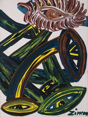 Zimcon, geb. 1938 Hannover, Meisterschüler von A.R. Penck, hier: I want I need it, Acryl/Lwd, signiert, ca. 80x60 cm