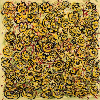 Zimcon, geb. 1938 Hannover, Meisterschüler von A.R. Penck, hier: Peace and human rights, Acryl/Lwd, signiert, verso betitelt, 100x100 cm