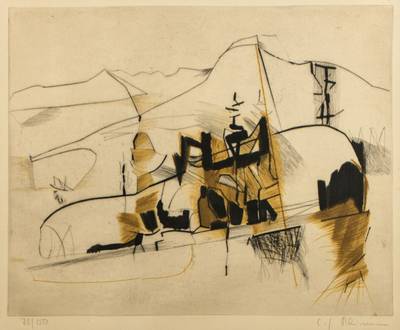 unbekannter Künstler, Farbradierung, sign, num. 78/100, ca. 40x48,8cm, PP, unter Glas gerahmt----- Carl Heinz Kliemann (1924-2016)