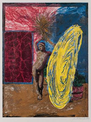Michael Buthe, 1944-1994, Farboffset, signiert, ca. 66x49 cm, unter Glas gerahmt