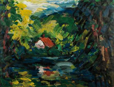 Fritz Börner, 1921-1985, Landschaft, Öl/Lwd, monogram. re unten, dat, ca. 49x62 cm, Rahmen