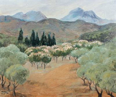 Schiller-Hruby, Landschaftsgemälde, Acryl/Lwd, signiert rechts unten, dat. 84, ca. 52x62 cm, Rahmen