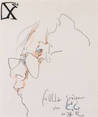 Horst Janssen, 1929-1995, Porträt, Buntstiftzeichnung auf Papier, handsigniert, dat. 82, Blattmaß 20x15,5 cm, unter Glas gerahmt